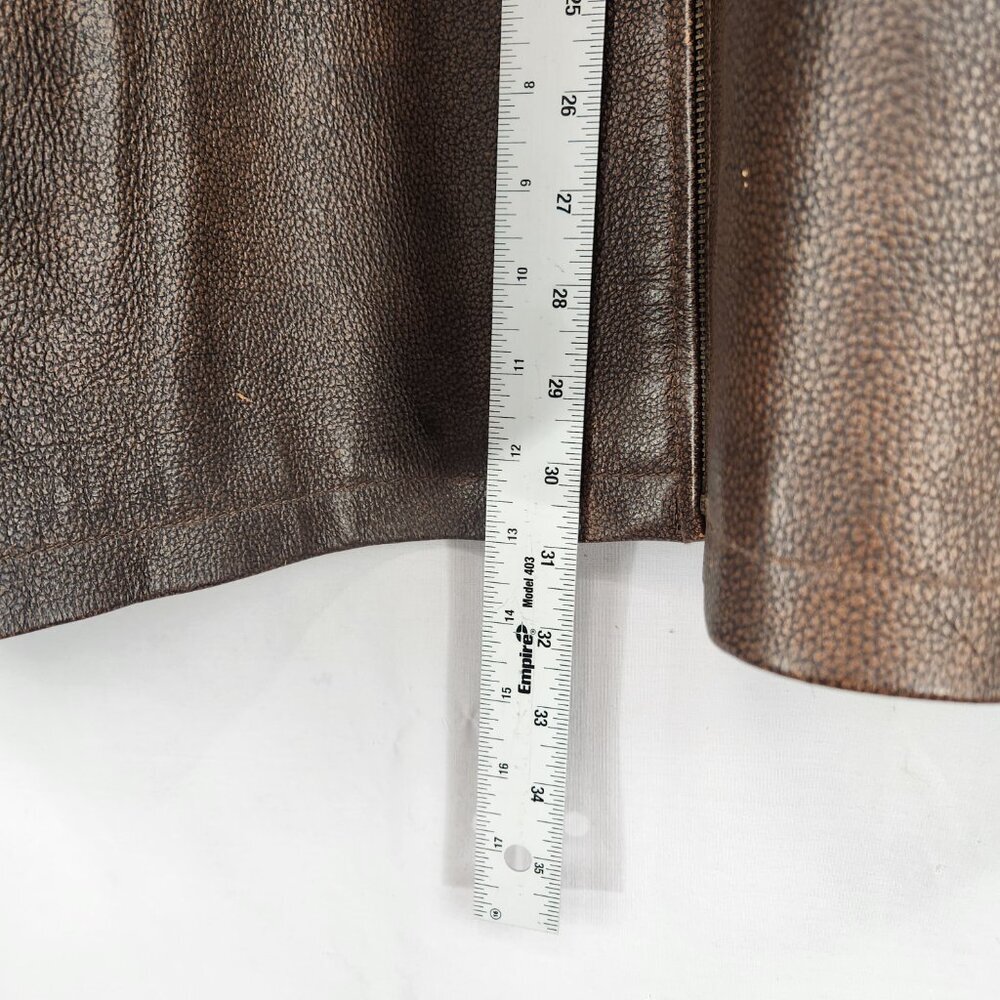 Vtg Browning Gold Brown Leather Jacket Men's XL TG Shoulder Patch Zip Logo - Picture 14 of 16